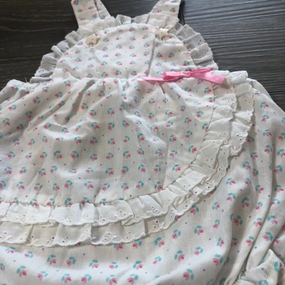 Healthtex Vintage Kids Clothing Baby Girls Floral Ruffle Outfit Size 9 Months